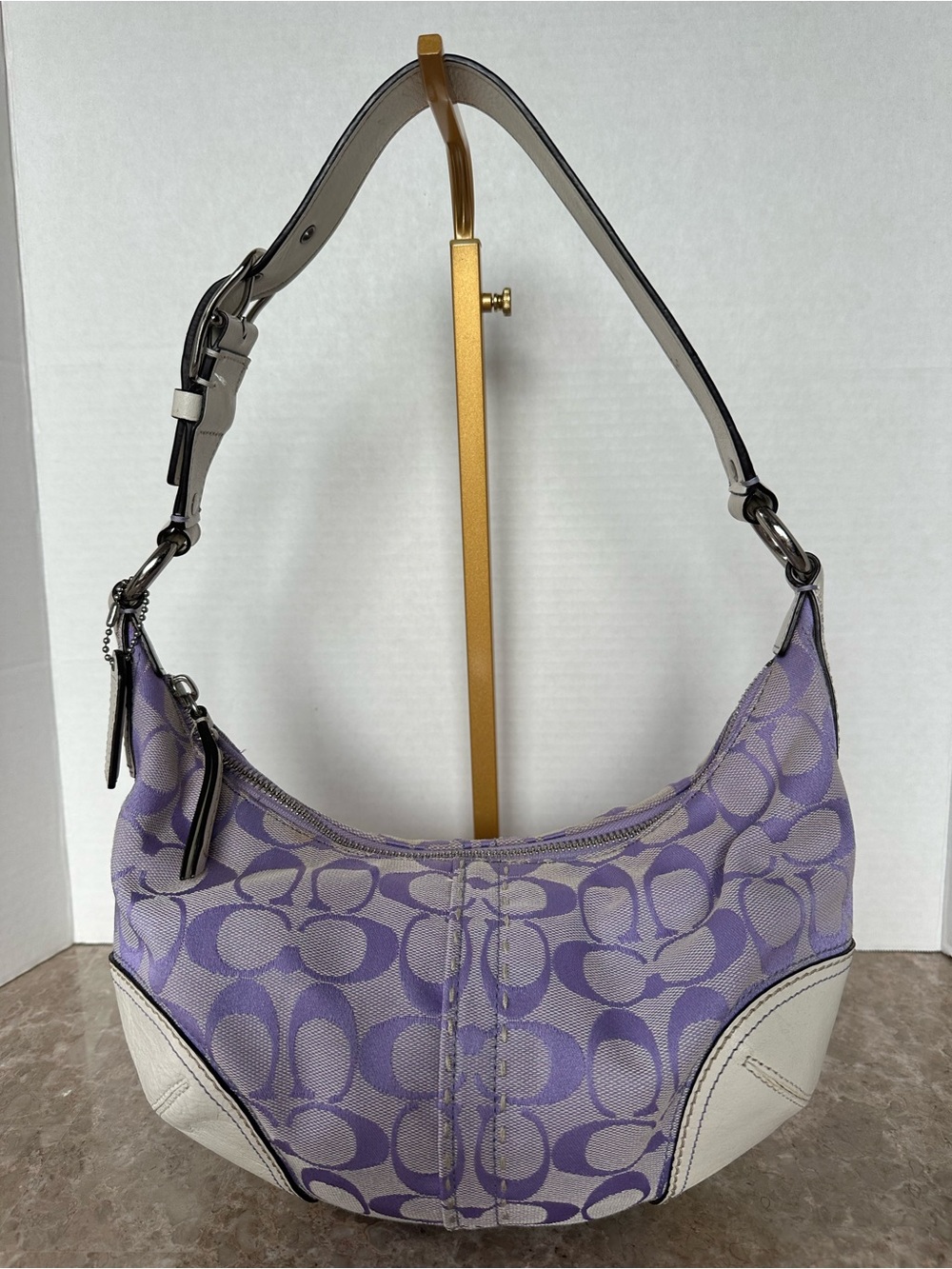 Coach Soho Lavender Purple Signature Canvas Small Hobo Bag Y2K Coquette Preppy